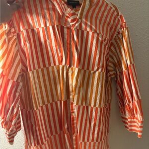 Who What Wear Orange and White Striped Shirt